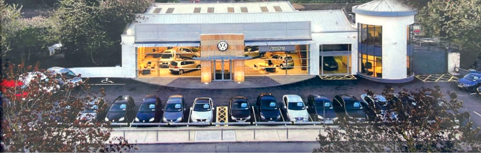 Aerial view of the Volkswagen showroom