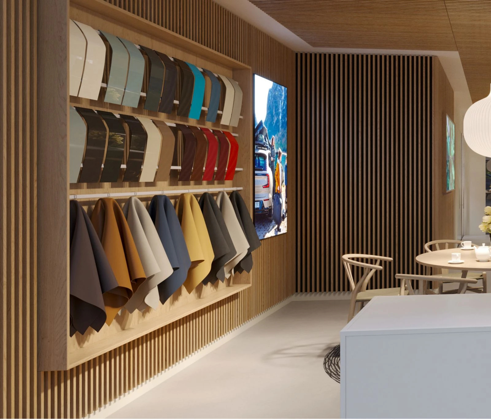 Visualisation of the Volvo showroom materials display