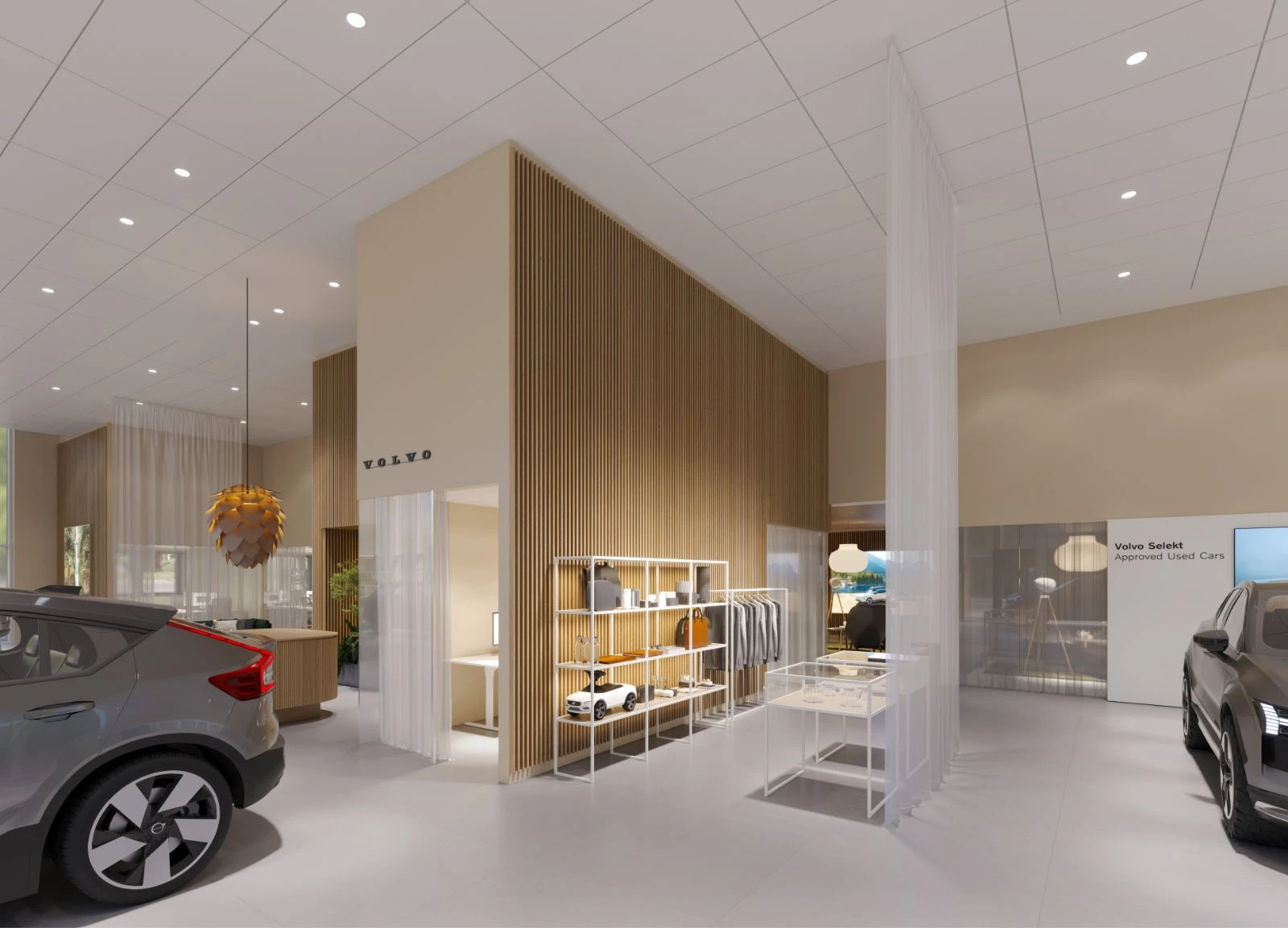 Visualisation of the showroom interior and display area